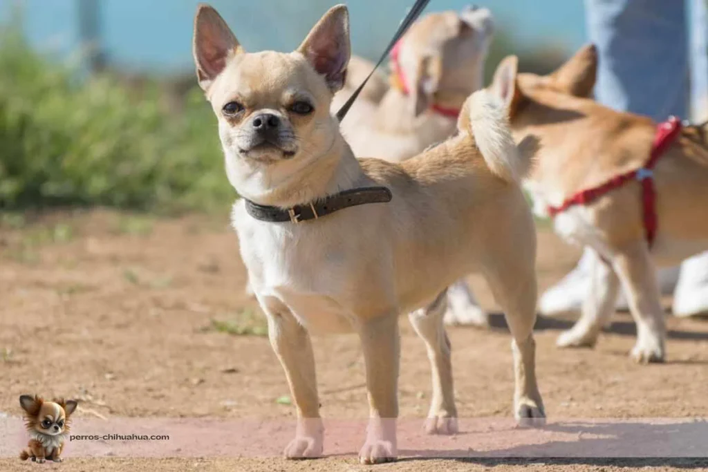 perro chihuahua con collar y correa